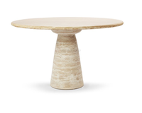 Table de salle à manger en marbre moderne de style italien, ronde, qualité haut de gamme, ensemble de table à manger à prix d'usine, marbre de luxe en travertin beige