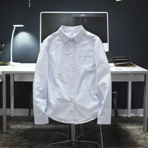 Camisa de manga larga para hombre 2026, 100% algodón, anti-bolitas, de sarga tejida, teñida lisa, holgada, informal de negocios, para otoño, 180g, con un solo botón - Product Image 3