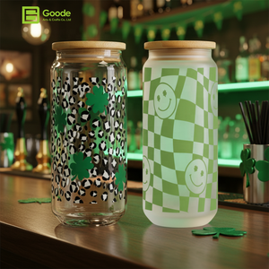 Autocollant pour gobelet isotherme Goode Transfer, imperméable, 20 oz, écologique, PET, impression visage souriant vert trèfle de la Saint-Patrick, UV DTF - Product Image 3