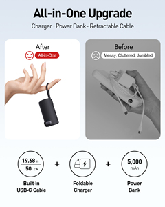 Chargeur portable <span class=keywords><strong>3</strong></span>-en-1 avec prise AC et câble rétractable 5000mAh 30W PD Charge rapide Power Bank Chargeur mural tout-en-un - Product Image 2