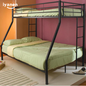 <span class=keywords><strong>Lit</strong></span> <span class=keywords><strong>double</strong></span> en acier, mobilier de chambre à coucher moderne en noir et blanc, dortoir pour enfants, cadre métallique, offre spéciale - Product Image 2
