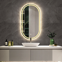 Miroir de salle de bain LED mural à capsules, avec capteur tactile, anti-buée, éclairé, pour salle de bain