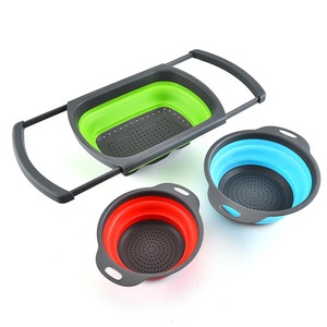 <span class=keywords><strong>Scolapasta</strong></span> pieghevole in Silicone Set di 3 colini sopra il lavandino colino per Pasta vegetale con manici allungabili - Product Image 1