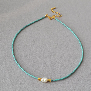 2024 alta calidad impermeable verano playa perla Shell turquesa tubo cuentas gargantilla Collar para joyería de moda mujer - Product Image 2