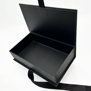 Wholesale <b>Wedding</b> Birthday <b>Gifts</b> <b>Boxes</b> Custom Black Cardboard Paper Box Packaging Magnetic Closing Rigid <b>Gift</b> Box With Ribbon - Product Image 1
