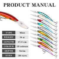 Leurre dur artificiel ABS, type Minnow coulant, à longue portée, avec languette, pour la pêche au bar en eau, disponible en dix couleurs