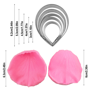 5 pièces en acier inoxydable <span class=keywords><strong>pivoine</strong></span> Cutter 2 pièces Fondant Silicone moule fleur veinage moule Veiner pétale faisant outil - Product Image 3