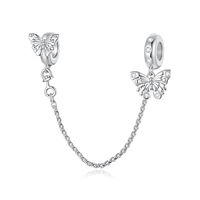 Breloque papillon plaquée argent avec strass en cristal, pendentif en alliage mignon pour bijoux unisexes, cadeau