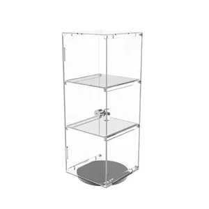 Assembly Rotating Mini Lucite Clear Acrylic Tower Showcase Display Case