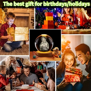 क्रिस्टल 3 डी वर्जिन मैरी लेजर उत्कीर्णन क्रिस्टल बॉल का आधार धार्मिक उपहारों के लिए रोटरी के साथ आधार - Product Image 6