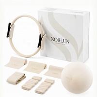 Set de Pilates Estético 4 en 1: Pesas de Tobillo de Silicona Ecológicas, Anillo de Yoga, Pelota y Bandas de Resistencia para Mujeres, Gimnasio en Casa