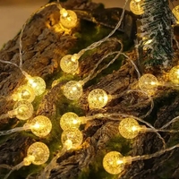 Guirlande lumineuse LED en acier inoxydable et plastique imperméable IP65 de 12 m, petites boules colorées, alimentée par piles, décorations de camping en plein air