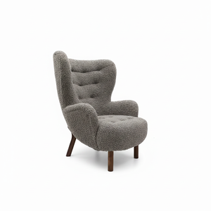 Poltrona Moderna Italiana in Morbido Tessuto di Lana d'Agnello Ecologica, Imbottita, con Gambe in Legno Massello, per Soggiorno, Modello Little <span class=keywords><strong>Petra</strong></span> - Product Image 3