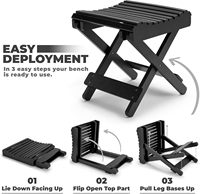Banc de marchepied pliable en bambou entièrement assemblé, repose-pieds, chaises de bain, idéal pour salle de bain, rasage, douche, spa, sauna, siège en bois