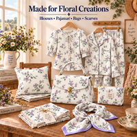 Tissu en coton imprimé numérique personnalisé motif floral anglais raffiné, doux, 140 g/m², pour robes, chemisiers et quilting