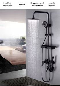 Grifo de Ducha Negro Montado en la Pared <span class=keywords><strong>del</strong></span> Baño <span class=keywords><strong>del</strong></span> <span class=keywords><strong>Hotel</strong></span>, Juego de Ducha Multifuncional de Latón para Baño - Product Image 6