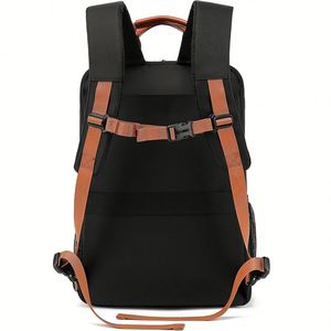 Sac à dos multifonctionnel unisexe grande capacité en jean imperméable pour voyage d'affaires, sac décontracté rétro pour ordinateur portable, personnalisable en polyester - Product Image 4
