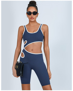 RUIQUWIN Combinaisons pour femmes Combinaisons sexy dos nu Combinaisons d'entraînement pour femmes Shorts sans manches Shorts Jumpsuit - Product Image 3
