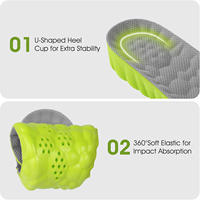 Semelles intérieures de chaussures de sport OEM personnalisées pour l'augmentation de la taille, en mousse à mémoire de forme 4D Cloud, absorption des chocs, ajustables, confortables, lavables, pour hommes et femmes