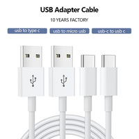 Cable de Datos USB de Carga Rápida Tipo C a USB 3A, Cobre Estañado Trenzado de 1m para Teléfono, Certificado CE, Conector Dual