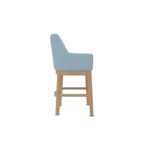 Ergonomik Bej Kumaş Bar Taburesi Kolçaklı Masif Meşe Ayaklı Ayak Dayama Yeri Dayanıklı Yastıklı Koltuk Arkalığı Amerikan Evleri İçin Mükemmel - Product Image 4