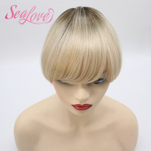 Frangia a clip bionda Shadow Root a lunga durata, in vero capello umano, con frangia a clip, parrucche in capelli umani con frangia - Product Image 4