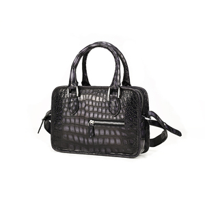Sac à bandoulière/sac à main pour homme Zenos en cuir véritable à motif crocodile rétro, style professionnel, fermeture éclair, tendance, pour les déplacements et les voyages, compact - Product Image 2