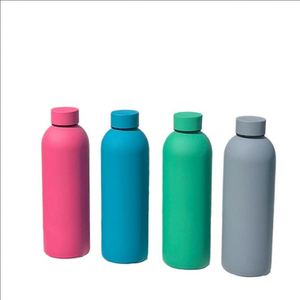 500Ml 1000Ml 18/8 Food Grade 304 Stainless Steel Small Mouth Cute Insulated Water <b>Bottles</b> With Silicone Handle Ring - Product Image 5