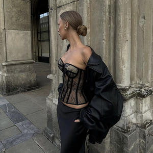 2025 sıcak satış yeni dantel jakarlı desen kadınlar yapılan büstiyer sutyen üst korseler Femra ince sokak moda tüp üst başına Femme Korset - Product Image 3