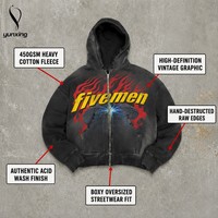 Sweat-shirt à capuche zippé personnalisé pour homme, broderie de luxe, streetwear, graphique vintage, coupe oversize, délavé à l'acide, effet soleil, usé, OEM
