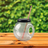 Bol à poisson souvenir en verre à cocktail en plastique avec couvercle et paille 24oz/42oz/46oz
