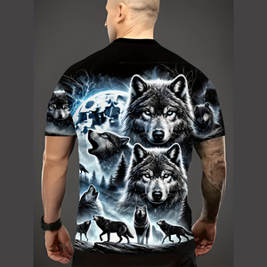 T-Shirt da Uomo con Stampa 3D Motivo Lupo, Moda Streetwear, <span class=keywords><strong>100</strong></span>% Poliestere, Traspirante e ad Asciugatura Rapida - Product Image 3