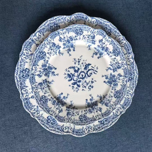 <span class=keywords><strong>Set</strong></span> di stoviglie rotonde in porcellana con motivo Vintage in pizzo nuovo <span class=keywords><strong>Set</strong></span> di <span class=keywords><strong>piatti</strong></span> e <span class=keywords><strong>piatti</strong></span> floreali blu verde - Product Image 5
