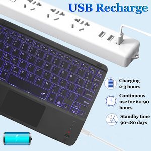 Teclado Alemán Árabe <span class=keywords><strong>Qwertz</strong></span>, Teclado Bluetooth para Teléfono Inteligente, Teclado Bluetooth con Luz para iPad - Product Image 6