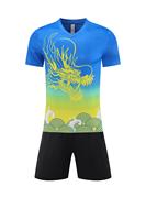 Set Badminton Sublimasi Naga Kustom Jersey Biru Celana Pendek Hitam Cepat Kering Bernapas Seragam Tim Tenis Meja