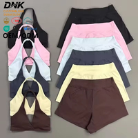 Ensemble de sport 2 pièces pour femme : Soutien-gorge de sport rembourré à col halter et short de yoga à séchage rapide, haute élasticité, idéal pour la gym, la course, le fitness et le cyclisme