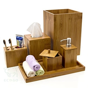 Set di accessori per il bagno in bambù con portaspazzolino portasciugamani <span class=keywords><strong>e</strong></span> portacarte - Product Image 1
