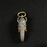 Porte-clés vintage en forme d'éléphant en cupronickel, porte-clés de voiture fait main, breloque artisanale DIY, accessoire de fabrication de bijoux, cadeau pour homme