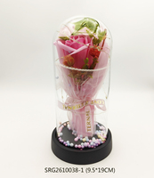 Dôme en verre avec fleurs artificielles pour la décoration de mariage et la décoration de la maison avec lumière LED