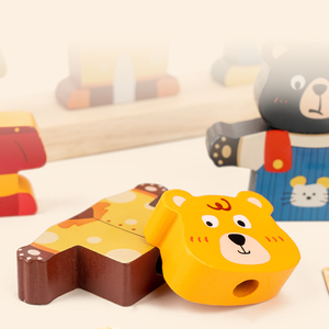 Jeu éducatif en bois Montessori pour la petite enfance, jeu éducatif de reconnaissance des couleurs, ours qui change de vêtements, jouets à empiler en colonne pour enfants - Product Image 5