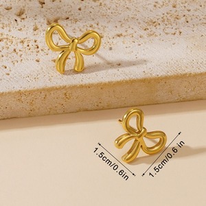Collier Perles et Breloques Nœud Fin Bijoux de Mode Étanche pour Femme Cadeau Ensemble Bijoux Plaqué Or Nœud Papillon Bracelet Boucles d'Oreilles - Product Image 3