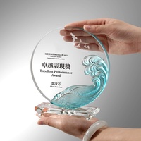 Nuevo Trofeo Ecológico Minimalista con Grabado 3D en Cristal, Impresión UV, Personalizable, Recuerdo de Honor para Empleados