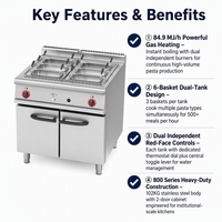 Cuisinières à gaz en acier inoxydable pour la restauration et les cuisines de restaurants, usage professionnel, cuisinière à pâtes au gaz 22KW, armoire, garantie 1 an, 100kg