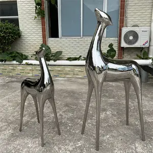 사용자 정의 현대 거울 광택 스테인레스 스틸 동상 추상 금속 그림 조각