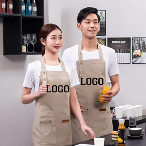 Op maat gemaakte logo geweven denim streep chef-kok schort met hangende nekzak voor gebruik in restaurant, keuken, hotel, koffieshop en bakkerij - Product Image 1