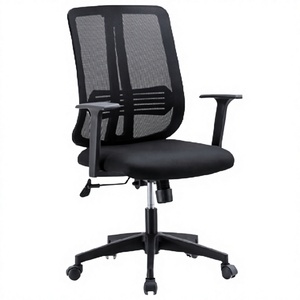 Chaise de bureau ergonomique moderne en maille avec base pivotante, accoudoirs fixes, dossier ouvert, structure en plastique, réglage manuel - Product Image 2