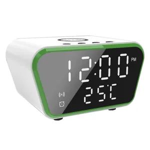 2024 Top Selling Products New 4 In 1 Home Desk Clock 15W Wireless Chargers Alarm Clock Display Time Customized Logo Phone Holder