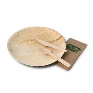 Assiettes rondes en feuilles de palmier naturelles de 23 cm pour barbecue, restauration, camping et pique-nique en extérieur - Product Image 3