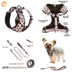 Set Harnesses Anjing dengan Pola Leopard Custom OEM, Bahan Mesh Bernapas, Dilengkapi Tali Anjing, <span class=keywords><strong>Vest</strong></span> Lembut yang Dapat Disesuaikan, Set Harnesses Anjing <span class=keywords><strong>Neoprene</strong></span> - Product Image 2