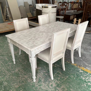 Juego de Mesa y Sillas de Comedor de Madera Maciza Estilo Provincial Francés con Asientos Tapizados - Product Image 3
